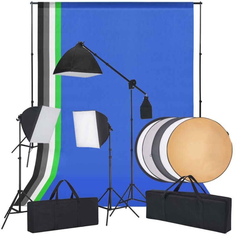 

Kit de estudio fotográfico con luces Softbox fondos y reflector - Multicolor - Vidaxl