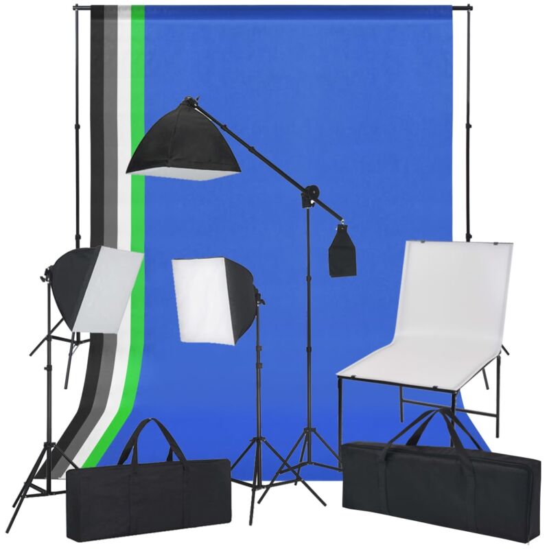 

Kit de estudio fotográfico con soporte, luces y fondos - Multicolor - Vidaxl