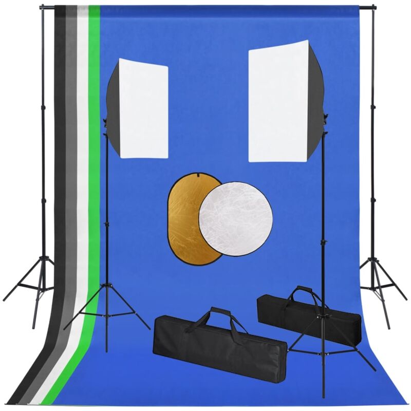 

Kit de estudio fotográfico con lámparas, fondo y reflector - Negro - Vidaxl