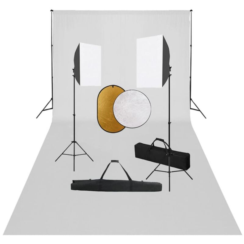 

Kit de estudio fotográfico con luces softbox, fondo y reflector - Blanco - Vidaxl