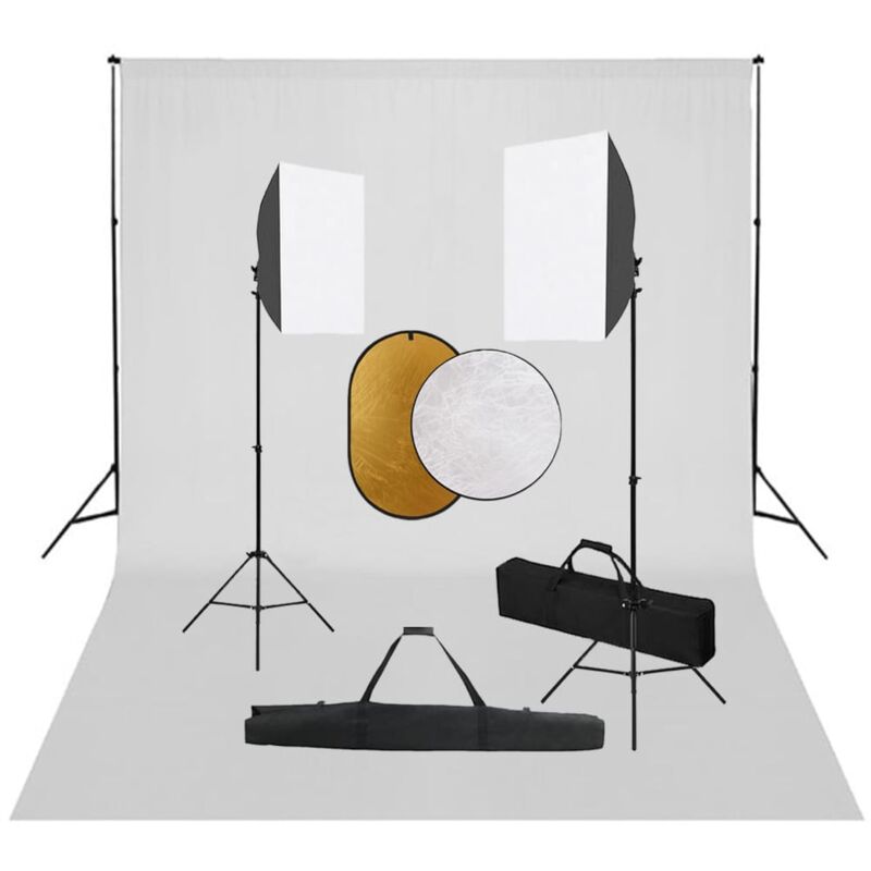 

Kit de estudio fotográfico con luces softbox, fondo y reflector - Blanco - Vidaxl