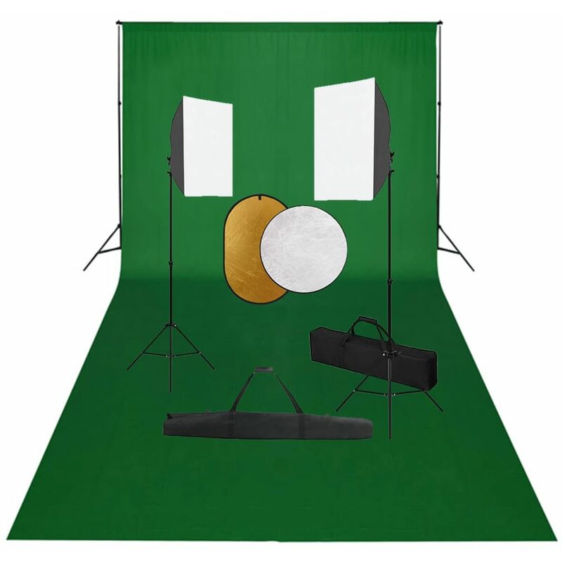 

Kit de estudio fotográfico con luces softbox, fondo y reflector - Negro - Vidaxl