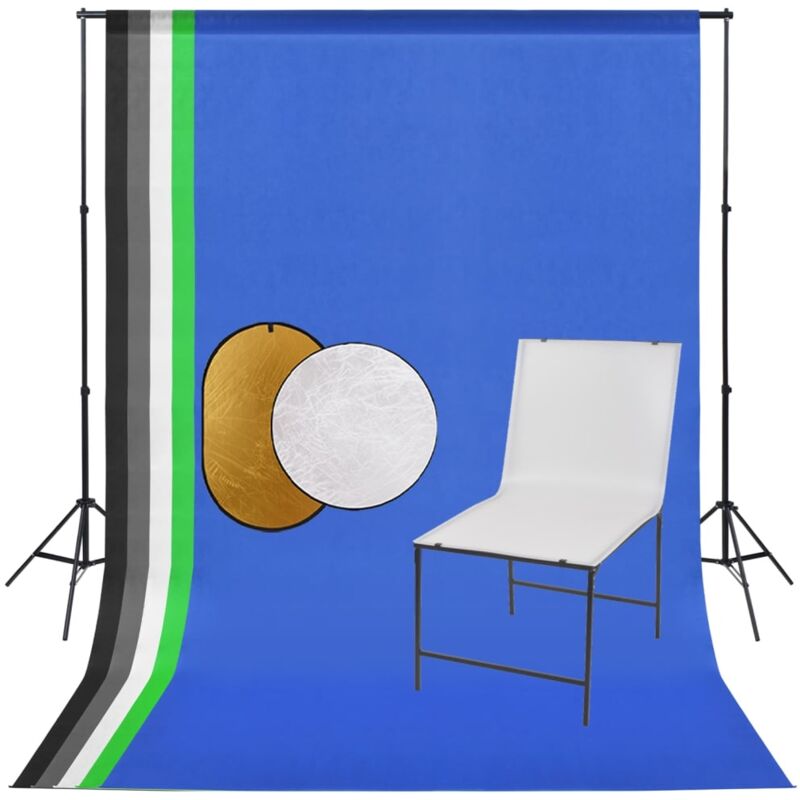 

Kit de estudio fotográfico con mesa de disparo, fondo y reflector - Blanco - Vidaxl