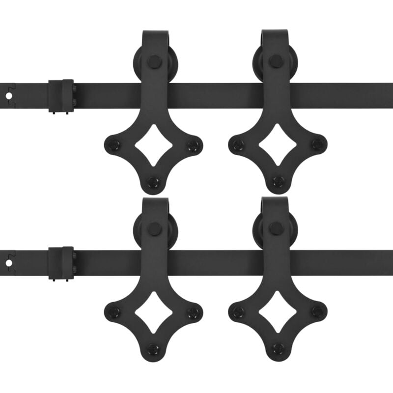 

vidaXL Kit de herrajes de puertas correderas acero negro 2 uds 183 cm - Negro