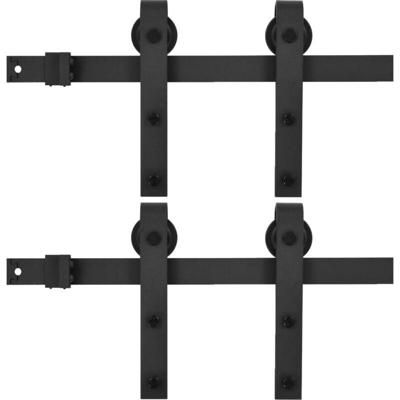 

vidaXL Kit de herrajes de puertas correderas acero negro 2 uds 183 cm - Negro