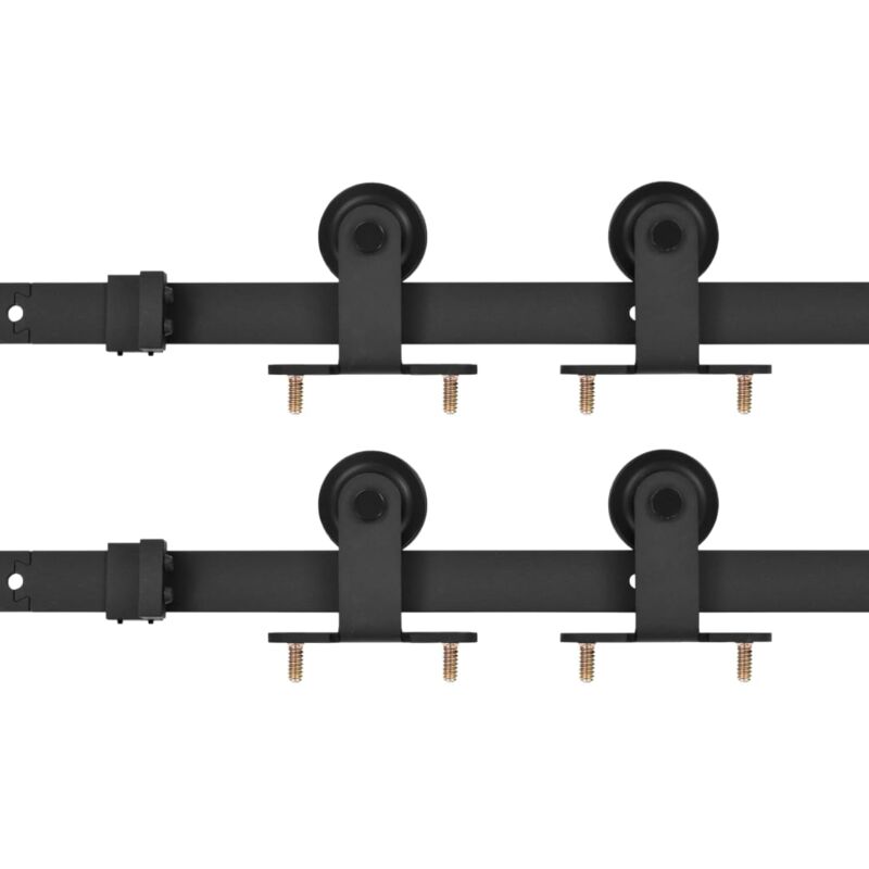 

vidaXL Kit de herrajes de puertas correderas acero negro 2 uds 183 cm - Negro