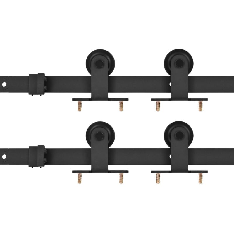 

vidaXL Kit de herrajes de puertas correderas acero negro 2 uds 200 cm - Negro