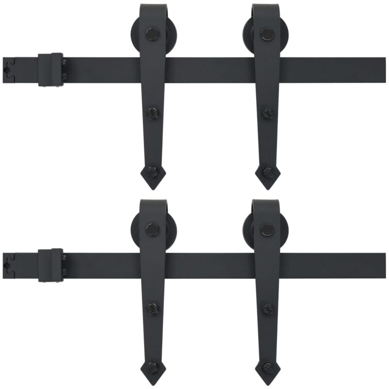 

vidaXL Kit de herrajes de puertas correderas acero negro 2 uds 200 cm - Negro