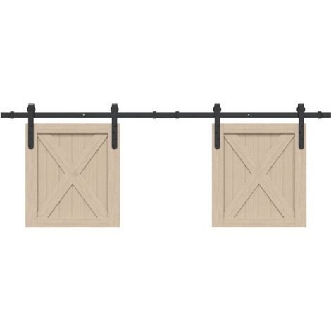 Vidaxl – Kit de porte coulissante 152 cm – Acier au carbone enduit – Épaisseur de porte 22-25 mm – Capacité 25 kg – Roulements internes pour glissement silencieux