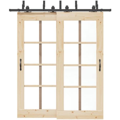 vidaXL Kit de quincaillerie de porte coulissante 200 cm Acier Noir