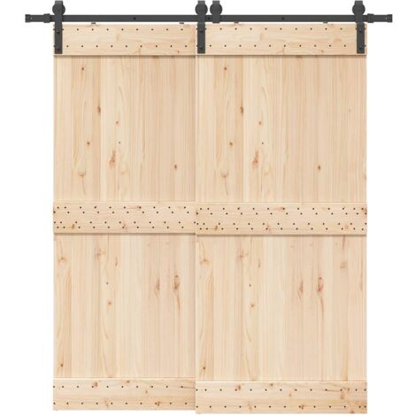 Vidaxl – Kit de quincaillerie pour porte coulissante 200 cm – Acier enduit de poudre – Capacité 100 kg – Pour portes 100 cm de large, 35-45 mm d'épaisseur