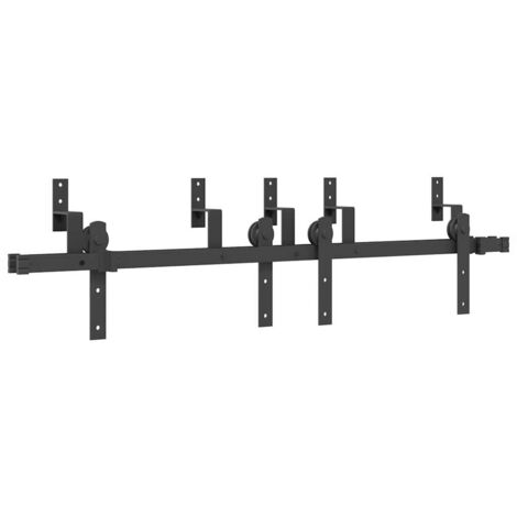 vidaXL Kit di Binari per Porte Scorrevoli 152,5 cm Acciaio Nero