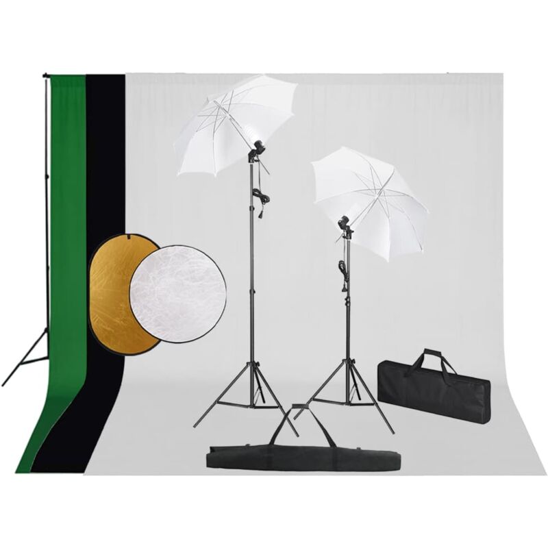 

Kit estudio fotografía lámparas, sombrillas, fondo y reflector - Blanco - Vidaxl