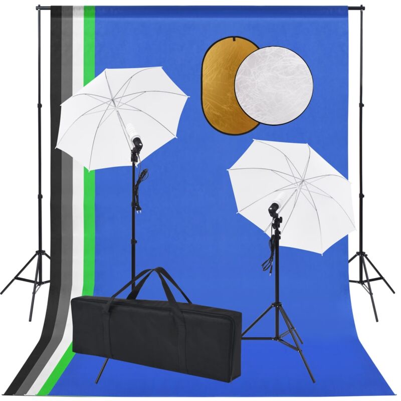 

Kit estudio fotográfico lámparas, sombrillas, fondo y reflector - Oro - Vidaxl