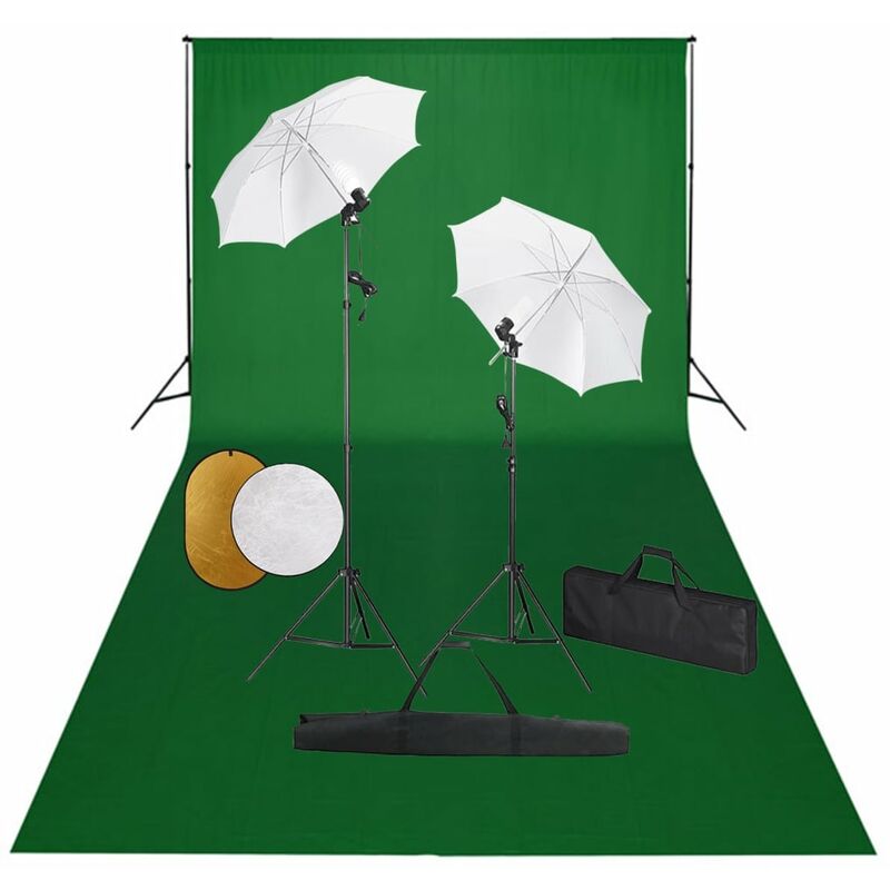 

Kit estudio fotográfico lámparas sombrillas fondo y reflector - Negro - Vidaxl