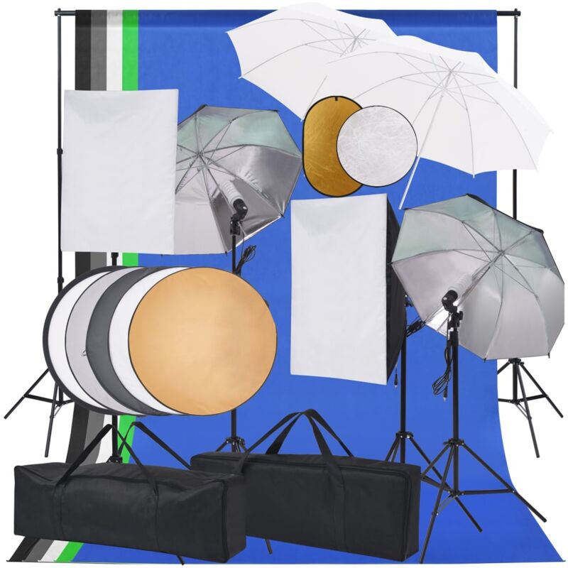 

Kit estudio fotográfico softbox, sombrillas, fondo y reflector - Oro - Vidaxl