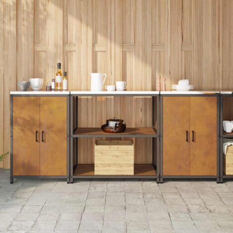 vidaXL Kitchen Storage Set HATTEM 3 pcs Rusty Steel