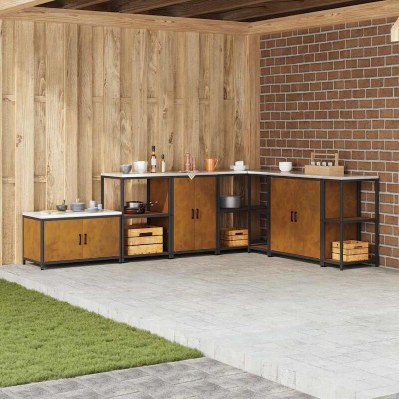 Kitchen Storage Cabinet With Drawer Rusty Weathering Steel Vidaxl
