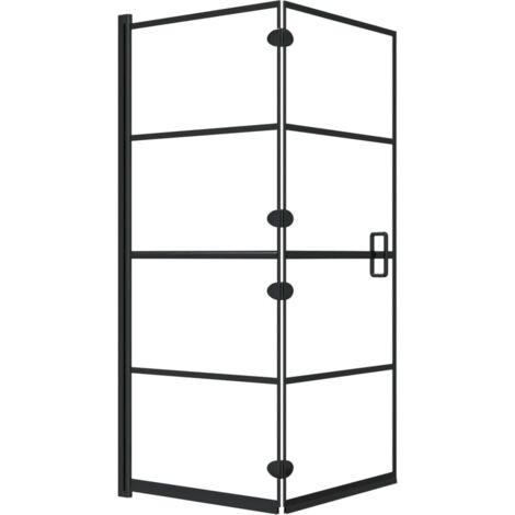 vidaXL Klapp-Duschkabine ESG 120x140 cm Schwarz