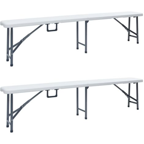 vidaXL Klappbare Gartenbänke 2 Stk. 180 cm HDPE Weiß