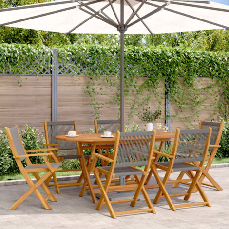 vidaXL Klappbare Gartenstühle Set von 6 grau Akazienholz massiv