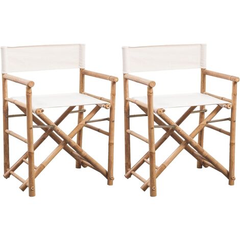 vidaXL Klappbarer Regiestuhl 2 Stk. Bambus und Canvas