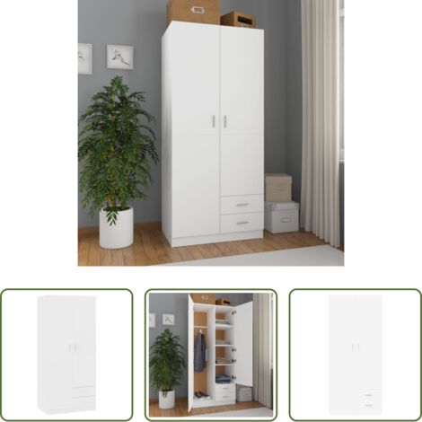vidaXL Kleiderschrank 80x52x180 cm -  Kleiderschrank Weiß 80x52x180 cm Holzwerkstoff