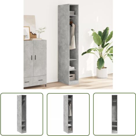 vidaXL Kleiderschrank Betongrau 30x50x200 cm Holzwerkstoff