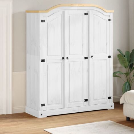 vidaXL Kleiderschrank Corona weiß 151,5x52x186 cm massivem Kiefernholz