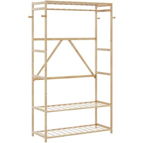 vidaXL Kleiderständer mit Ablagen 110x40x175 cm Bambus