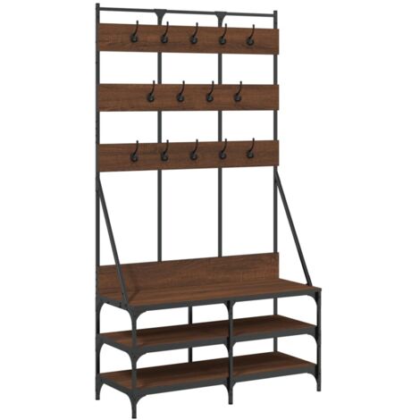 vidaXL Kleiderständer mit Schuhablage Braun Eichen-Optik 100x40x184 cm