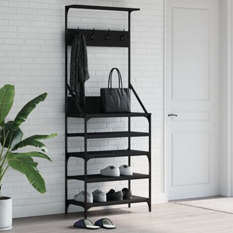 vidaXL Kleiderständer und Schuhregal schwarz 70x34x184 cm