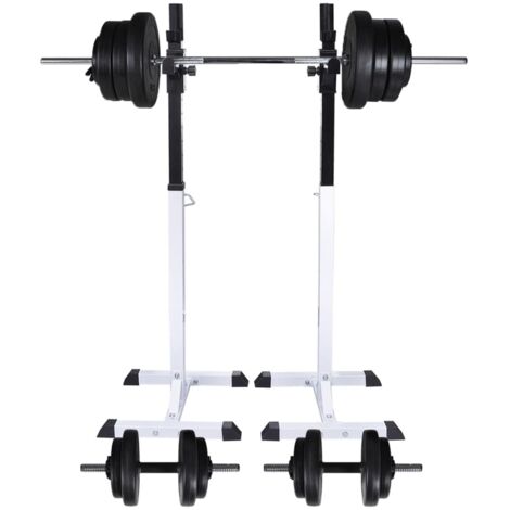 vidaXL Kniebeugen-/Langhantelständer mit Hantel-Set 60,5 kg