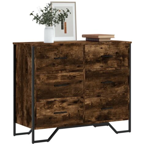 vidaXL Kommode Räuchereiche 91x35,5x74,5 cm Holzwerkstoff