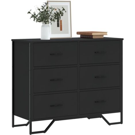 vidaXL Kommode schwarz aus Spanplatte 91x35,5x74,5 cm