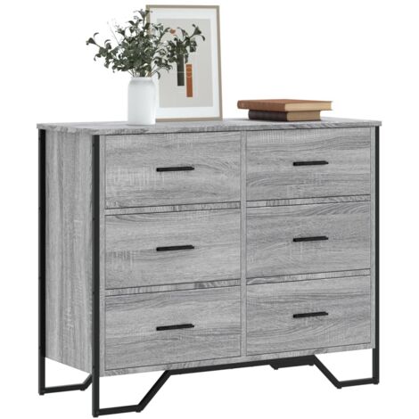 vidaXL Kommode Sonoma Grau 91x35,5x74,5 cm aus Spanplatte