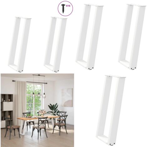 vidaXL Konsolentischbeine U-Form 2 Stk. Weiß 38x(72-73) cm Stahl