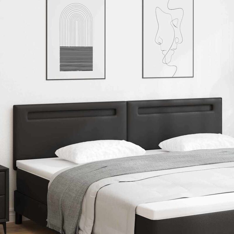 Kopfteil Wandmontiert Mit Kopfteil Schwarz 200 Cm Pvc Vidaxl