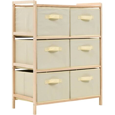 vidaXL Korb-Kommode mit 6 Stoffkörben Zedernholz Beige