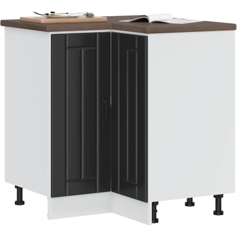 vidaXL Küchen-Eckunterschrank Lucca Schwarz Holzwerkstoff