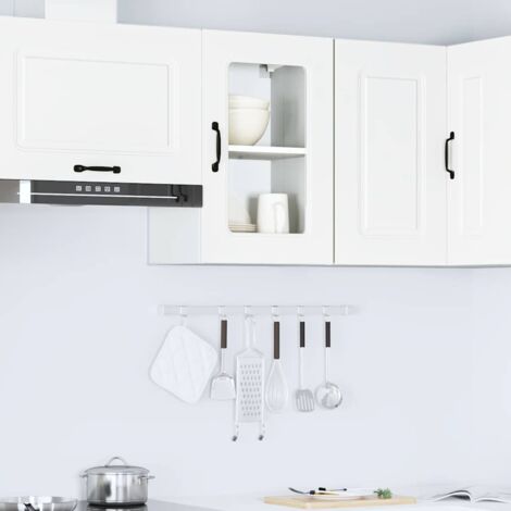 vidaXL Küchen-Hängeschrank mit Glastür Kalmar Weiß Holzwerkstoff
