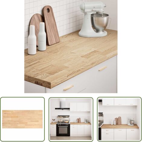 vidaXL Küchenarbeitsplatte 140x63,5x4 cm Massivholz Eiche Rechteckig