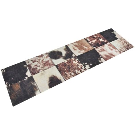 vidaXL Küchenteppich Waschbar Tierfell 45x150 cm Samt