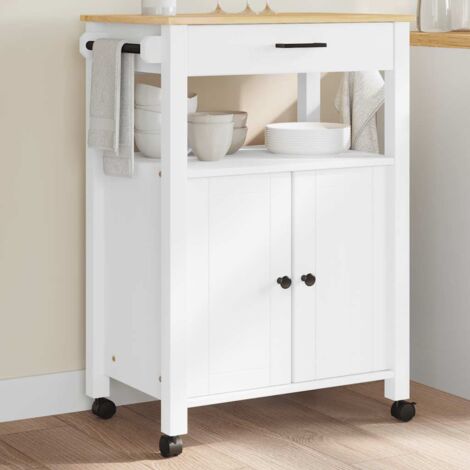 vidaXL Küchenwagen MONZA Massivholz Weiß 60x40x90 cm