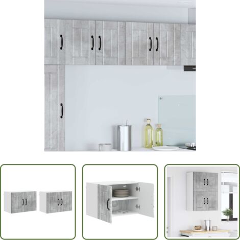 vidaXL Küchenwandschrank Beton Grau -  Küchenwandschränke mit Tür 2 pcs Beton Grau 60 x 31 x 40 cm