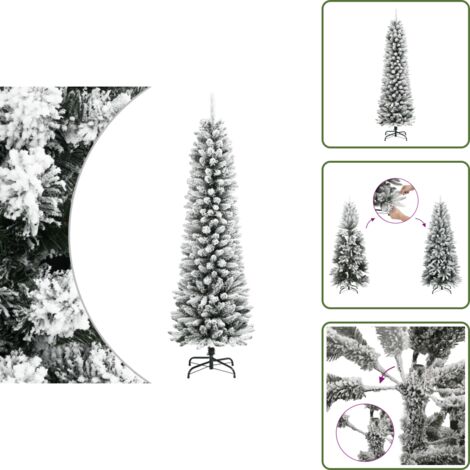 vidaXL Künstlicher Weihnachtsbaum Schlank mit Schnee 180 cm PVC & PE