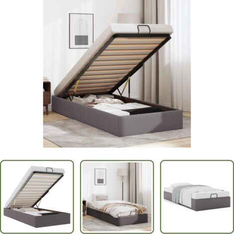 vidaXL Kunstlederbett -  Ottoman-Bett ohne Matratze Grau 80x200 cm Kunstleder