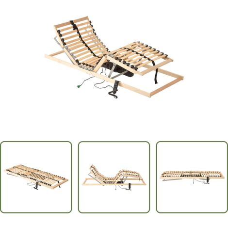 vidaXL Láminas de madera - Cama somier eléctrico de láminas sin colchón 7 zonas 70x200 cm