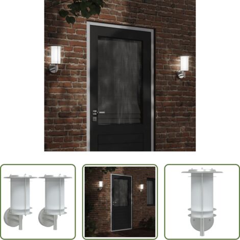vidaXL Lampada da giardino -  Applique da Esterno 2 pz Argento in Acciaio Inossidabile