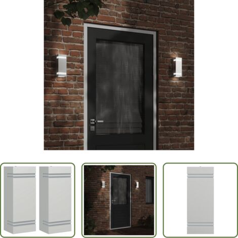vidaXL Lampada da giardino -  Applique da Esterno 2 pz Argento in Acciaio Inossidabile